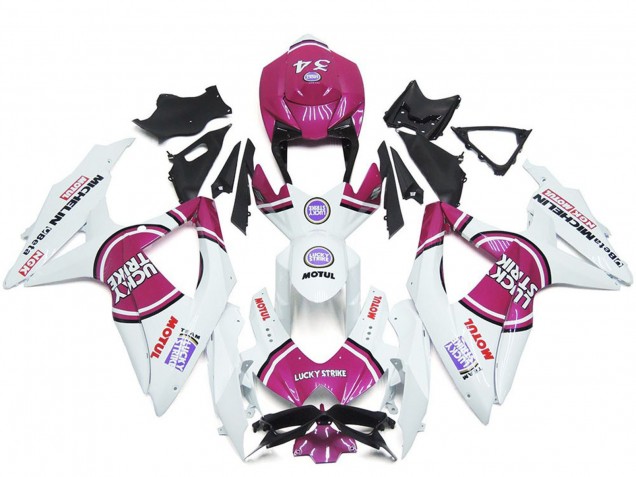 Comprare Carene Moto Suzuki GSXR 600 / GSXR 750 2008-2010 - Bianco Rosa Motul Lucky Strike 34