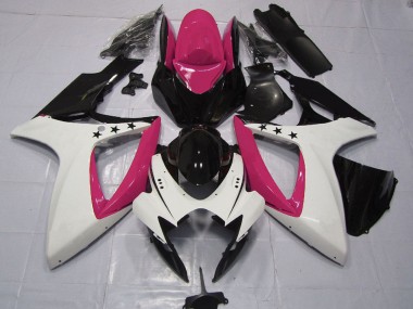 Comprare Carene Moto Suzuki GSXR 600 / GSXR 750 2006-2007 - Rosa Bianco Nero Lucido Stella