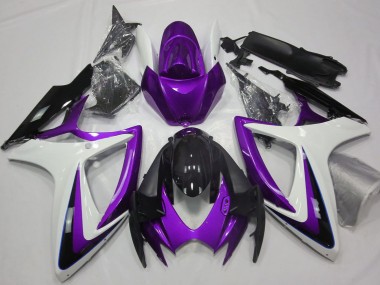 Comprare Carene Moto Suzuki GSXR 600 / GSXR 750 2006-2007 - Viola Bianco Nero Lucido