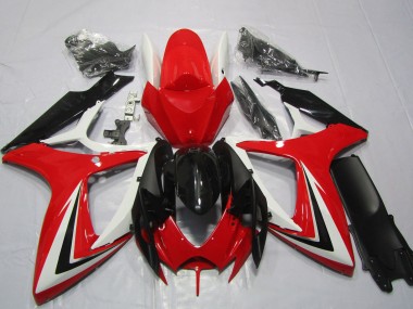 Comprare Carene Moto Suzuki GSXR 600 / GSXR 750 2006-2007 - Bianco Rosso Nero Lucido Banda