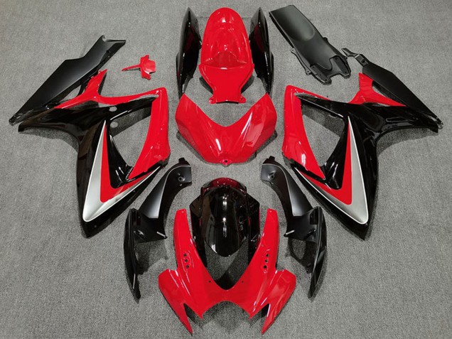Comprare Carene Moto Suzuki GSXR 600 / GSXR 750 2006-2007 - Rosso Grigio Nero Lucido OEM Stile