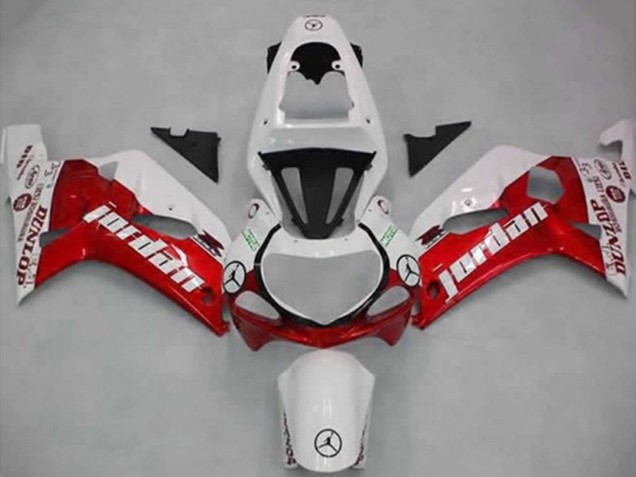 Comprare Carene Moto Suzuki GSXR 600 / GSXR 750 2001-2003 - Bianco Rosso Jordan Dunlop