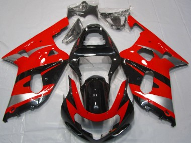 Comprare Carene Moto Suzuki GSXR 600 / GSXR 750 2001-2003 - Rosso Argento Nero Lucido OEM Stile