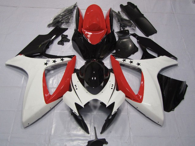 Comprare Carene Moto Suzuki GSXR 600 / GSXR 750 2006-2007 - Rosso Bianco Nero Lucido