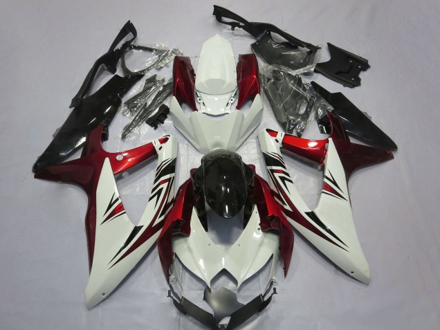 Comprare Carene Moto Suzuki GSXR 600 / GSXR 750 2008-2010 - Bianco Rosso Nero Lucido