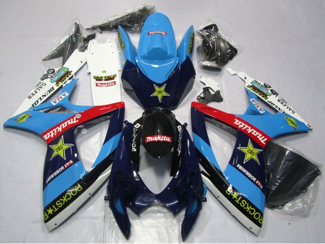 Comprare Carene Moto Suzuki GSXR 600 / GSXR 750 2006-2007 - Blu Bianco Rosso Nero Lucido Rockstar