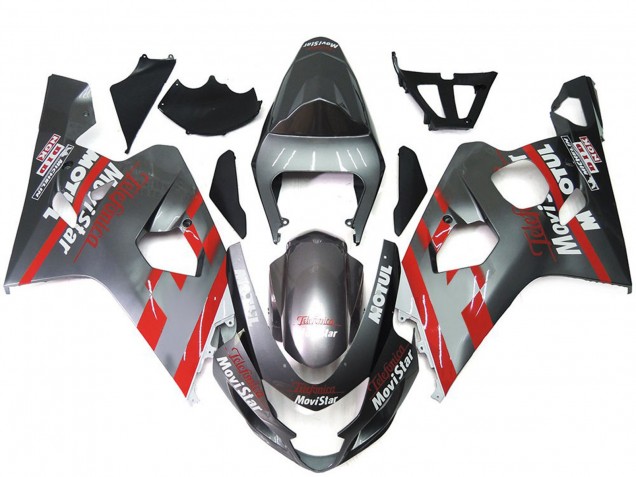 Comprare Carene Moto Suzuki GSXR 600 / GSXR 750 2004-2005 - Argento Rosso MoviStar