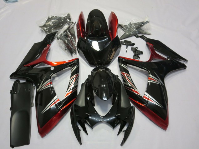 Comprare Carene Moto Suzuki GSXR 600 / GSXR 750 2006-2007 - Rosso Nero Lucido
