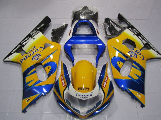 Comprare Carene Moto Suzuki GSXR 600 / GSXR 750 2001-2003 - Giallo Blu Bianco Corona Motul