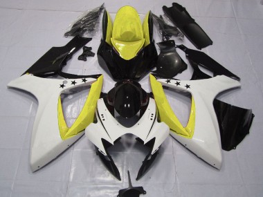 Comprare Carene Moto Suzuki GSXR 600 / GSXR 750 2006-2007 - Giallo Bianco Nero Lucido Stella