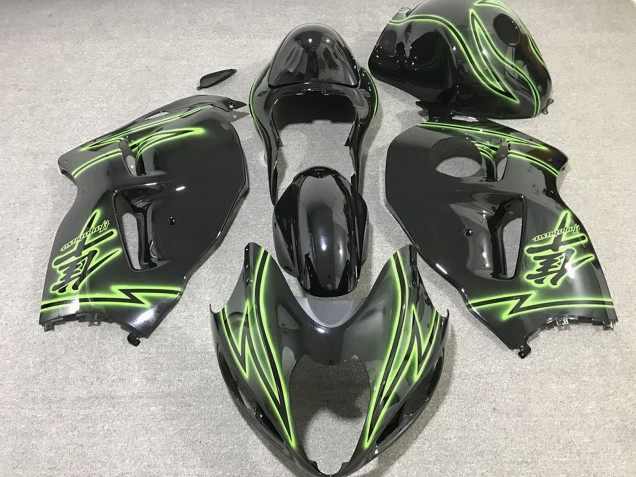 Comprare Carene Moto Suzuki GSXR 1300 1996-2007 - Nero Lucido Verde Fulmine