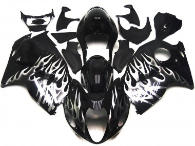 Comprare Carene Moto Suzuki GSXR 1300 1996-2007 - Nero Lucido Argento Fiamma