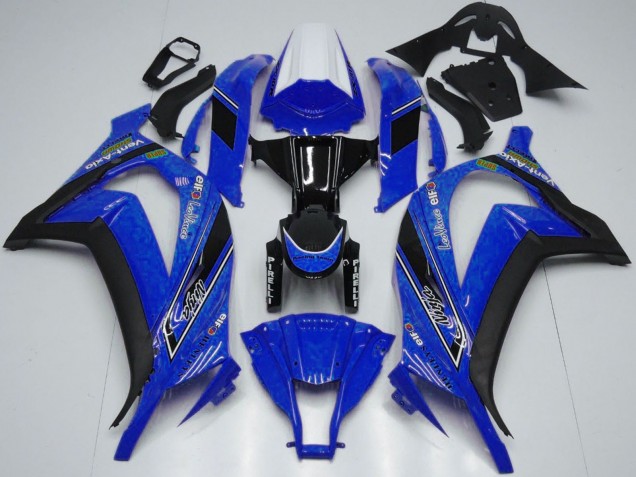 Comprare Carene Moto Kawasaki ZX10R 2011-2015 - Bianco Blu Nero Lucido OEM Stile