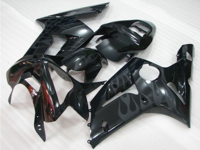 Comprare Carene Moto Kawasaki ZX6R 2003-2004 - Nero Lucido Grigio Fiamma