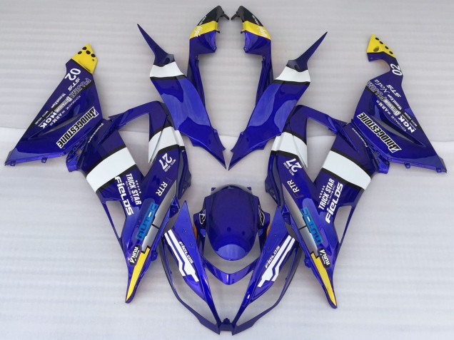 Comprare Carene Moto Kawasaki ZX6R 2013-2018 - Blu Bianco Giallo Trick Star Bridgestone