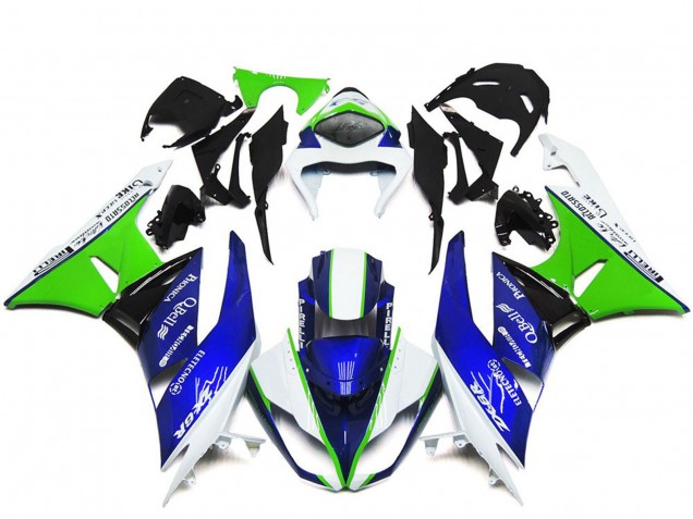 Comprare Carene Moto Kawasaki ZX6R 2009-2012 - Bianco Verde Blu Nero