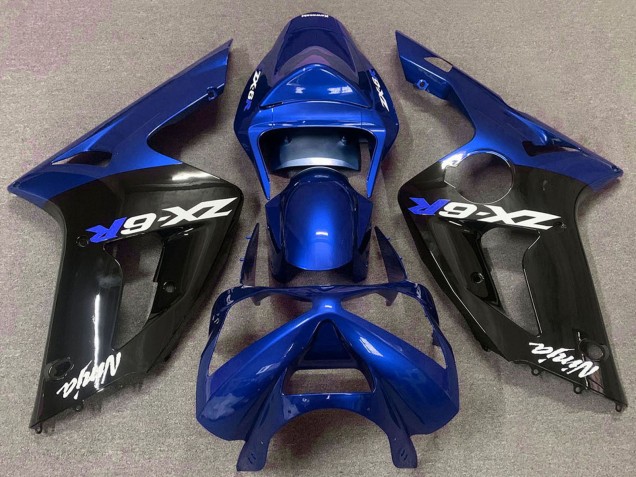 Comprare Carene Moto Kawasaki ZX6R 2003-2004 - Blu Nero Lucido