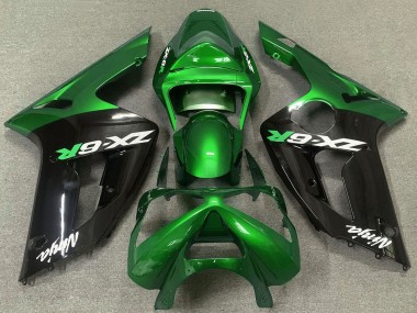 Comprare Carene Moto Kawasaki ZX6R 2003-2004 - Verde Nero Lucido
