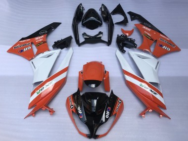 Comprare Carene Moto Kawasaki ZX6R 2009-2012 - Arancia Bianco Nero Lucido Elf Touch4 Bridgestone