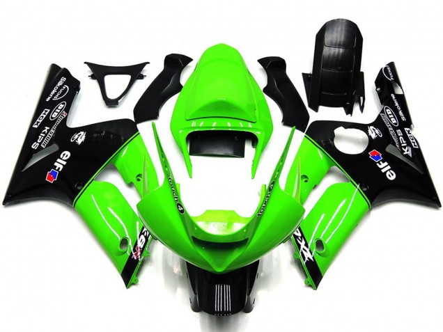 Comprare Carene Moto Kawasaki ZX6R 2003-2004 - Verde Nero Lucido Elf Silkolene