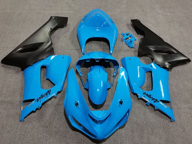 Comprare Carene Moto Kawasaki ZX6R 2005-2006 - Blu Vibrante Nero Opaco