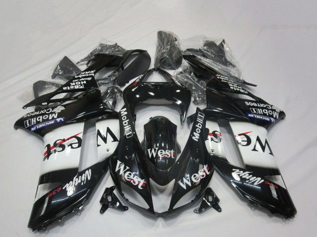 Comprare Carene Moto Kawasaki ZX6R 2007-2008 - Nero Lucido Bianco West