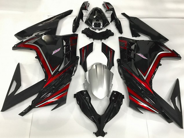 Comprare Carene Moto Kawasaki Ninja 300 2013-2017 - Nero Lucido Rosso