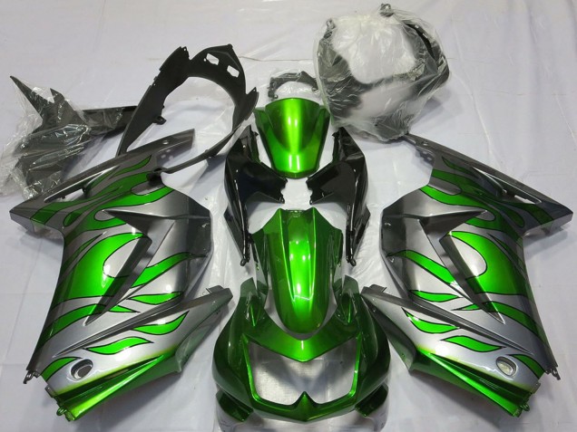 Comprare Carene Moto Kawasaki Ninja 250 2008-2012 - Argento Verde Fiamma