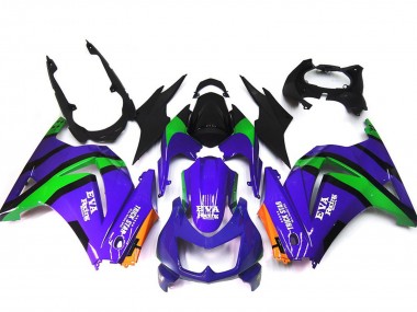 Comprare Carene Moto Kawasaki Ninja 250 2008-2012 - Viola Arancia Verde Nero