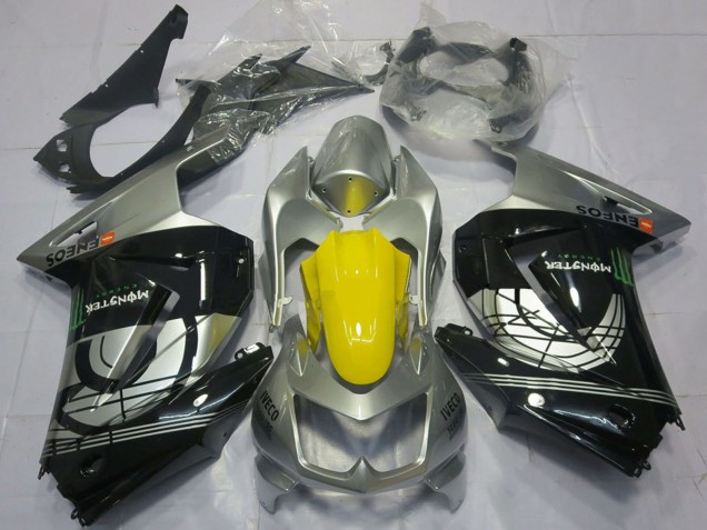 Comprare Carene Moto Kawasaki Ninja 250 2008-2012 - Argento Giallo Nero Lucido