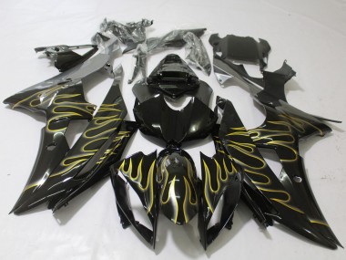 Comprare Carene Moto Yamaha R6 2008-2016 - Nero Lucido Oro Fiamma