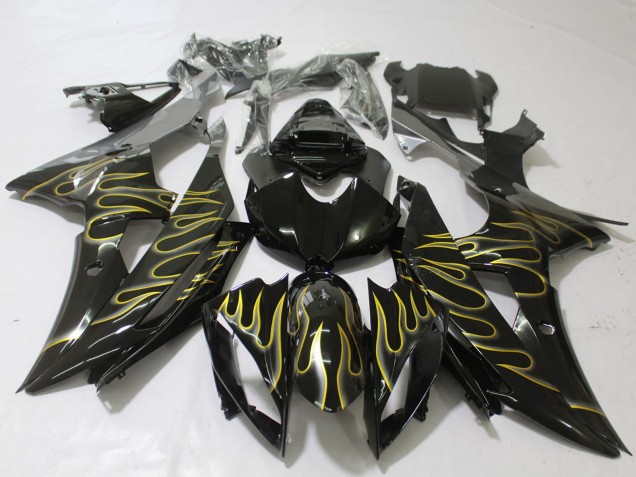 Comprare Carene Moto Yamaha R6 2008-2016 - Nero Lucido Oro Fiamma