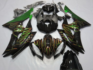 Comprare Carene Moto Yamaha R6 2008-2016 - Verde Nero Lucido Oro Fiamma