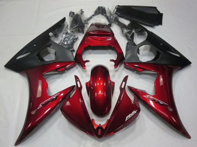 Comprare Carene Moto Yamaha R6 2005 - Rosso Scuro Nero Opaco