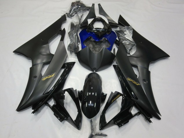 Comprare Carene Moto Yamaha R6 2008-2016 - Nero Lucido Nero Opaco Blu Oro Decals
