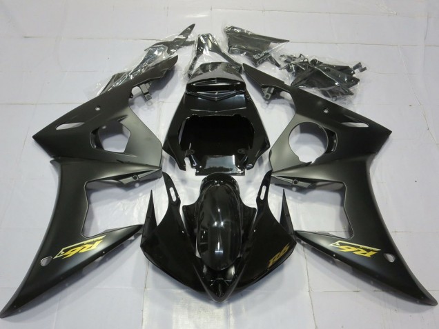 Comprare Carene Moto Yamaha R6 2003-2004 - Nero Lucido Nero Opaco Oro Decals
