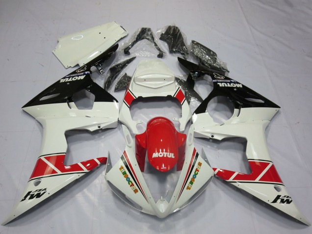 Comprare Carene Moto Yamaha R6 2005 - Bianco Rosso Nero Lucido Motul