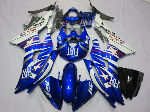 Comprare Carene Moto Yamaha R6 2008-2016 - Bianco Blu Fiat Acer Motul Michelin