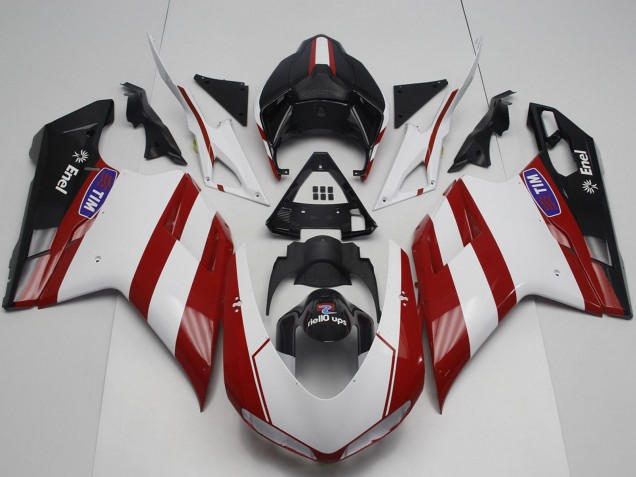 Comprare Carena Moto Ducati 848 1098 1198 2007-2014 - Bianco Rosso Nero Lucido