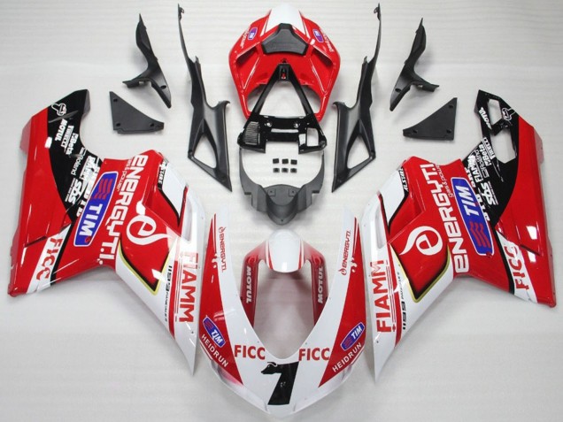 Comprare Carene Moto Ducati 848 1098 1198 2007-2014 - Bianco Rosso Blu Nero Lucido Ficc Fiamm 7