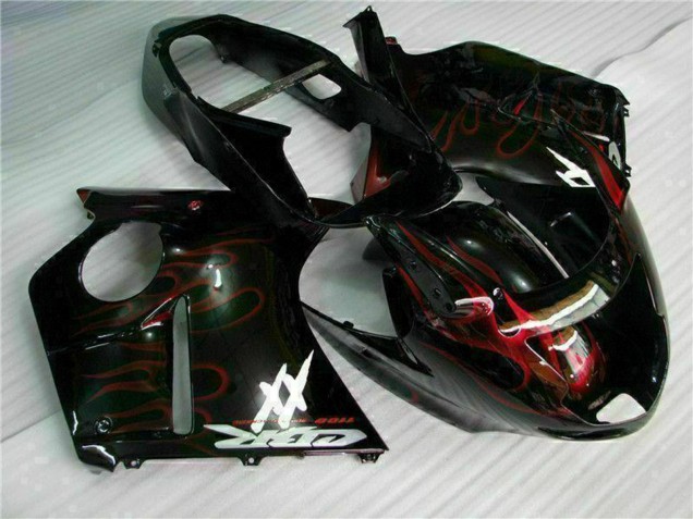 Comprare Carena Moto ABS Honda CBR1100XX Blackbird 1996-2007 - Nero Lucido Rosso Fiamma