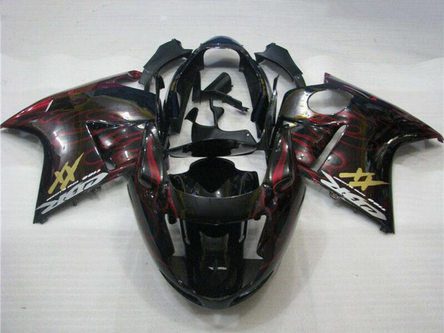 Comprare Carena Moto ABS Honda CBR1100XX Blackbird 1996-2007 - Nero Lucido Rosso Fiamma