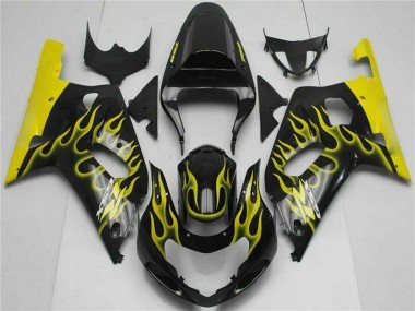 Comprare Carena Moto Suzuki GSXR 600/750 2001-2003 - Nero Lucido Giallo Fiamma