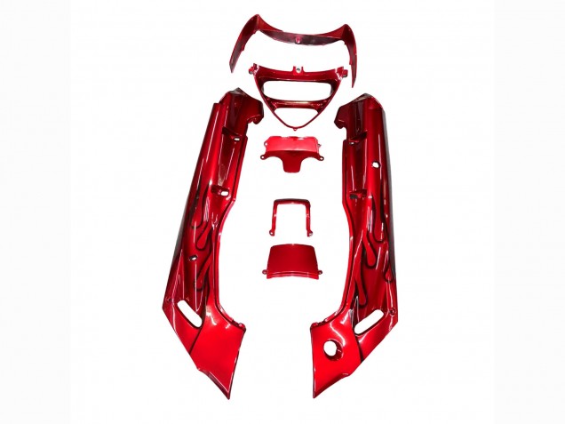Comprare Carena Moto Kawasaki ZZR600 1998-2003 - Rosso Nero Fiamma