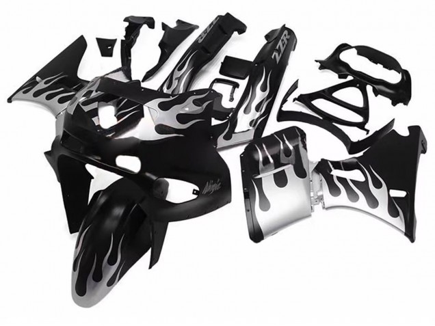 Comprare Carena Moto Kawasaki ZZR600 1998-2003 - Nero Lucido Argento Fiamma
