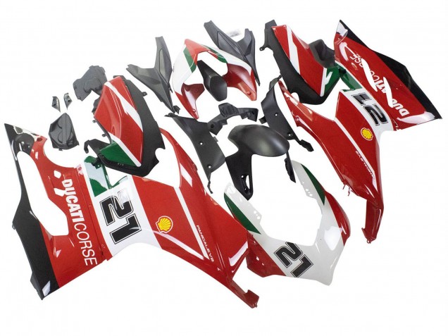 Comprare Carena Moto Ducati Panigale V2 2020-2024 - Bianco Rosso Verde Nero Opaco Corse 21
