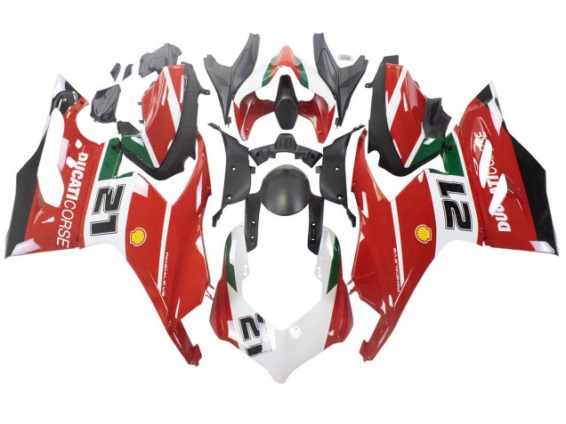 Comprare Carena Moto Ducati Panigale V2 2020-2024 - Bianco Rosso Verde Nero Opaco Corse 21