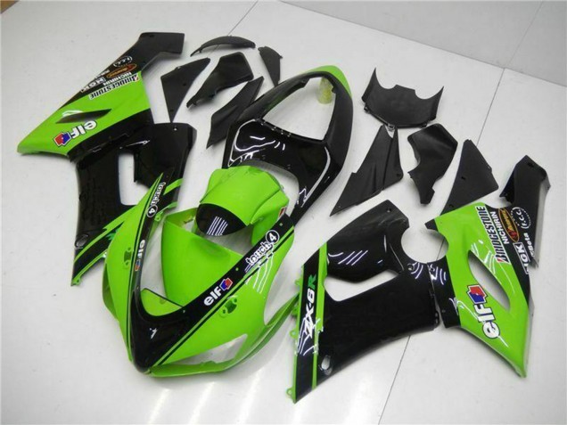 Comprare Carena Moto Kawasaki ZX6R 2005-2006 - Verde Nero Lucido Elf
