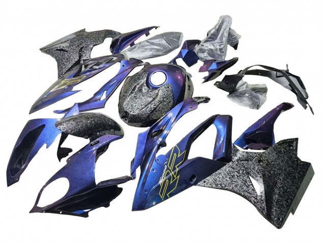 Comprare Carena Moto BMW S1000RR 2015-2016 - Pendenza Viola Blu Forgiato Fibra di Carbonio