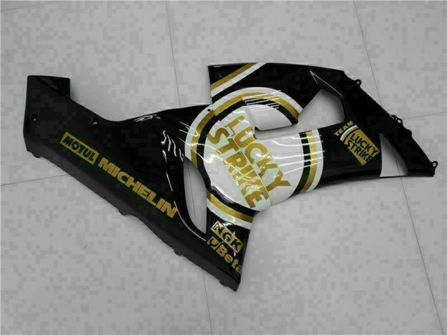 Comprare Carena Moto Kawasaki ZX6R 2005-2006 - Nero Lucido Bianco Oro Lucky Strike